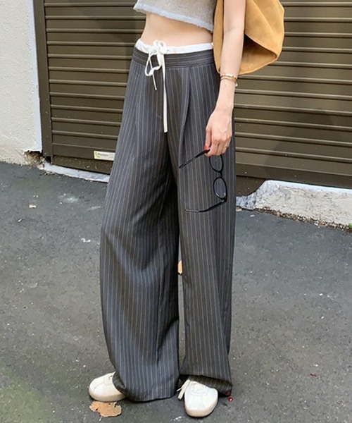 HALEY PESCA（ヘーリーペスカ）の「HALEY PESCA/ダブルウエスト　イージースラックス（スラックス・レディース・ネイビー/グレー・FREE/SMALL/MEDIUM）」の2枚目の写真