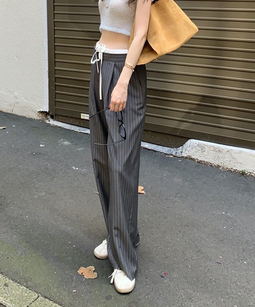 HALEY PESCA（ヘーリーペスカ）の「HALEY PESCA/ダブルウエスト　イージースラックス（スラックス・レディース・ネイビー/グレー・FREE/SMALL/MEDIUM）」の6枚目の写真