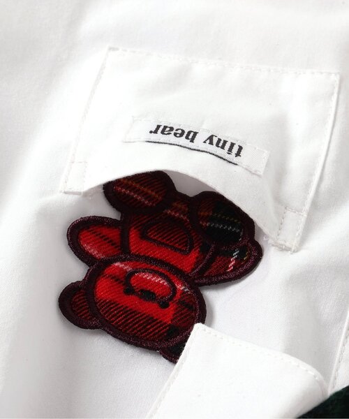apres les cours（アプレレクール）の「tiny bear 2柄シャツ（シャツ/ブラウス・キッズ・オフホワイト/ストライプ・120/110/100/90/80）」の5枚目の写真