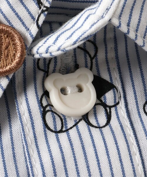 apres les cours（アプレレクール）の「tiny bear 2柄シャツ（シャツ/ブラウス・キッズ・オフホワイト/ストライプ・120/110/100/90/80）」の9枚目の写真