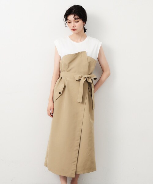 OPAQUE.CLIP（オペークドットクリップ）の「◆ベアトレンチ風ドッキングワンピース【洗濯機洗い可】（ワンピース・レディース・ベージュ系4/ネイビー系4・38/36）」の11枚目の写真