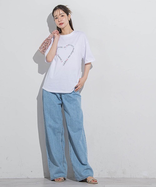 VICKY(ビッキー)の「ハートプリントTシャツ≪手洗い可能≫(Tシャツ/カットソー・レディース・アイボリー/ホワイト系その他/チャコールグレー/ブラック・M)」の11枚目の写真