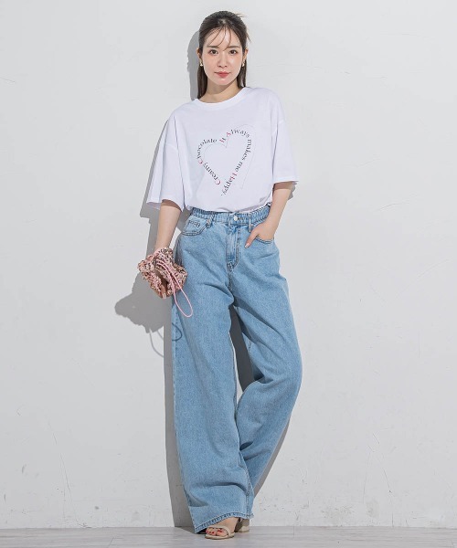VICKY(ビッキー)の「ハートプリントTシャツ≪手洗い可能≫(Tシャツ/カットソー・レディース・アイボリー/ホワイト系その他/チャコールグレー/ブラック・M)」の16枚目の写真
