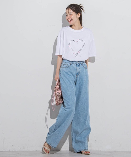 VICKY(ビッキー)の「ハートプリントTシャツ≪手洗い可能≫(Tシャツ/カットソー・レディース・アイボリー/ホワイト系その他/チャコールグレー/ブラック・M)」の17枚目の写真
