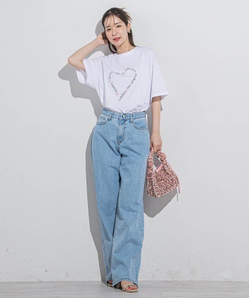 VICKY(ビッキー)の「ハートプリントTシャツ≪手洗い可能≫(Tシャツ/カットソー・レディース・アイボリー/ホワイト系その他/チャコールグレー/ブラック・M)」の18枚目の写真