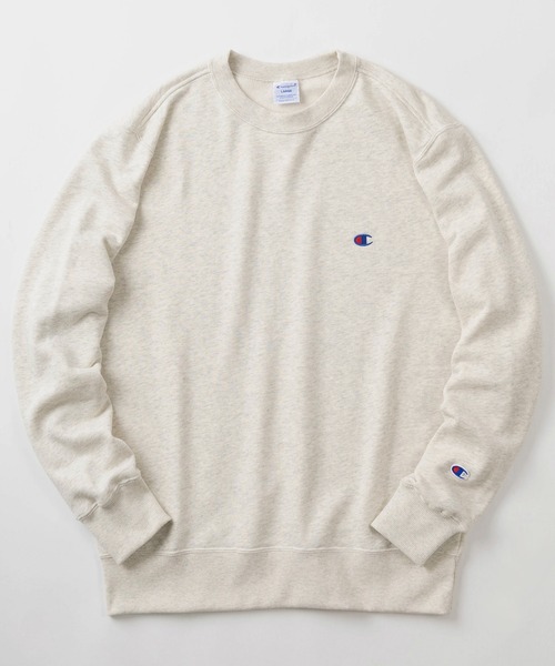 Champion(チャンピオン)の「【Champion/チャンピオン】Cマーク ワンポイントロゴ 刺繍&ワッペンデザイン クルーネックスウェット/ 裏毛/【USAコットン】(スウェット・メンズ・ブラック/ダークグリーン/パープル/グレー/オートミール/ダークネイビー・M/L/XL)」の4枚目の写真