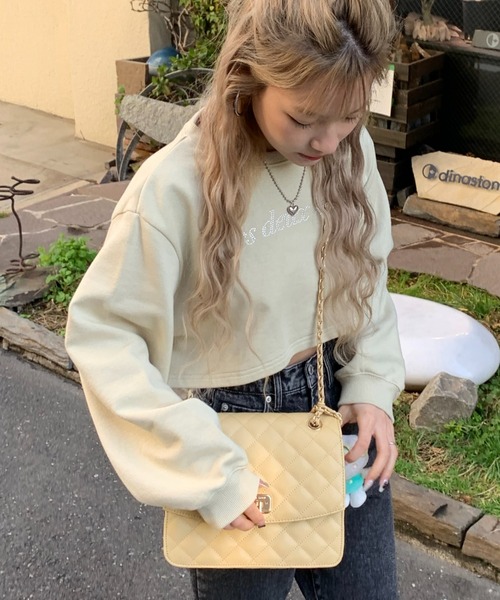 INTER FACTORY（インターファクトリー）の「mayu - ラインストーンスウェット（スウェット・レディース・ライトグレー/チャコールグレー/ベージュ・FREE）」の3枚目の写真