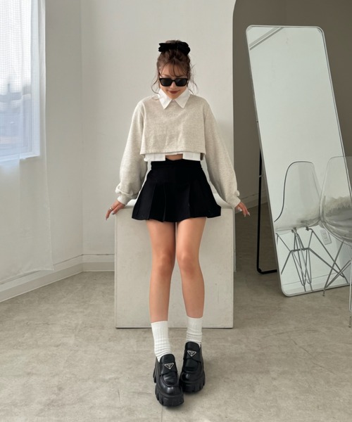 INTER FACTORY（インターファクトリー）の「mayu - ラインストーンスウェット（スウェット・レディース・ライトグレー/チャコールグレー/ベージュ・FREE）」の10枚目の写真