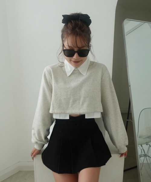 INTER FACTORY（インターファクトリー）の「mayu - ラインストーンスウェット（スウェット・レディース・ライトグレー/チャコールグレー/ベージュ・FREE）」の12枚目の写真