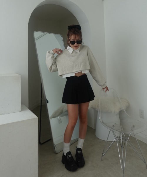 INTER FACTORY（インターファクトリー）の「mayu - ラインストーンスウェット（スウェット・レディース・ライトグレー/チャコールグレー/ベージュ・FREE）」の20枚目の写真