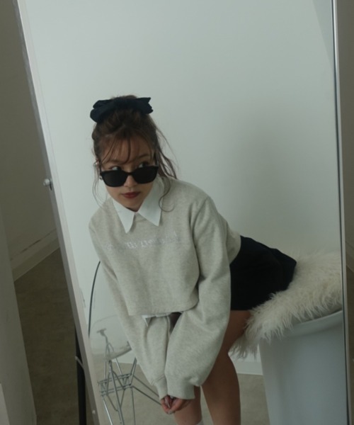 INTER FACTORY（インターファクトリー）の「mayu - ラインストーンスウェット（スウェット・レディース・ライトグレー/チャコールグレー/ベージュ・FREE）」の16枚目の写真