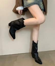 ヴィンテージライクスタッズ付ウエスタンカバーブーツ
