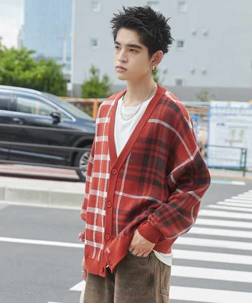 WEGO（ウィゴー）の「WEGO/リラックスフィットパターンカーディガン（カーディガン/ボレロ・メンズ・ホワイト/ブラック系その他/オレンジ系その他3/ブラック/グリーン系その他2・LARGE/MEDIUM）」の10枚目の写真