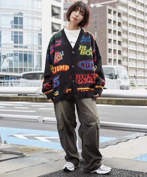 WEGO（ウィゴー）の「WEGO/リラックスフィットパターンカーディガン（カーディガン/ボレロ・メンズ・ホワイト/ブラック系その他/オレンジ系その他3/ブラック/グリーン系その他2・LARGE/MEDIUM）」の9枚目の写真