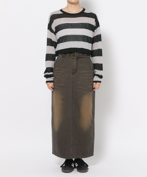 3.3 Field Trip (3.3フィールドトリップ)の「3.3 Field Trip/シアーボーダーロングスリーブ(ニット/セーター・レディース・ブラック/グレー・FREE)」の15枚目の写真