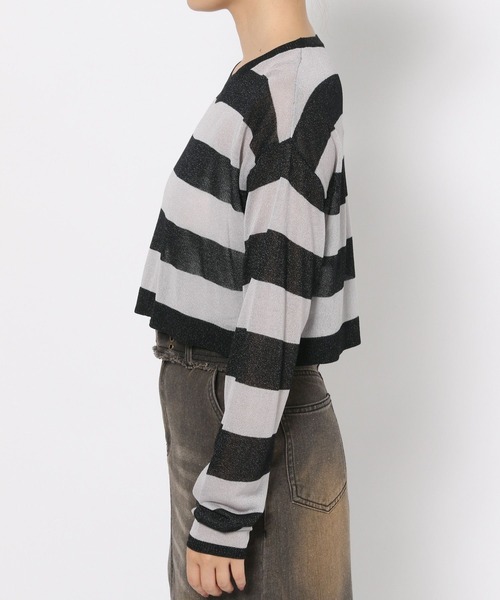 3.3 Field Trip (3.3フィールドトリップ)の「3.3 Field Trip/シアーボーダーロングスリーブ(ニット/セーター・レディース・ブラック/グレー・FREE)」の17枚目の写真