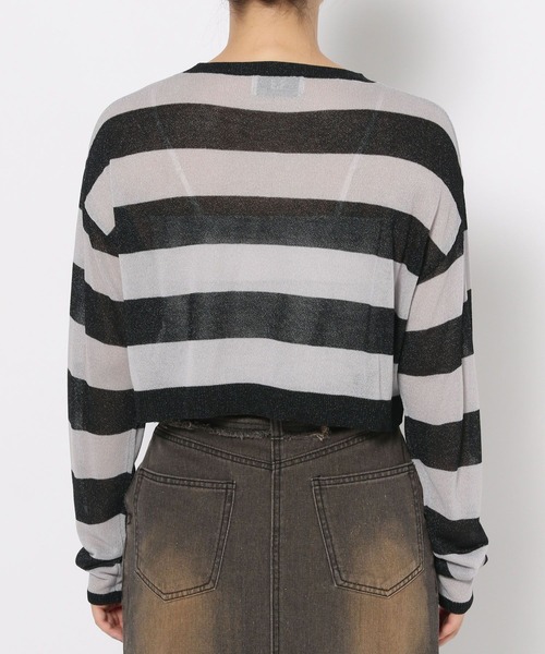 3.3 Field Trip (3.3フィールドトリップ)の「3.3 Field Trip/シアーボーダーロングスリーブ(ニット/セーター・レディース・ブラック/グレー・FREE)」の18枚目の写真