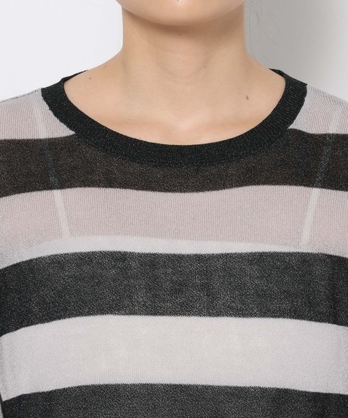3.3 Field Trip (3.3フィールドトリップ)の「3.3 Field Trip/シアーボーダーロングスリーブ(ニット/セーター・レディース・ブラック/グレー・FREE)」の19枚目の写真