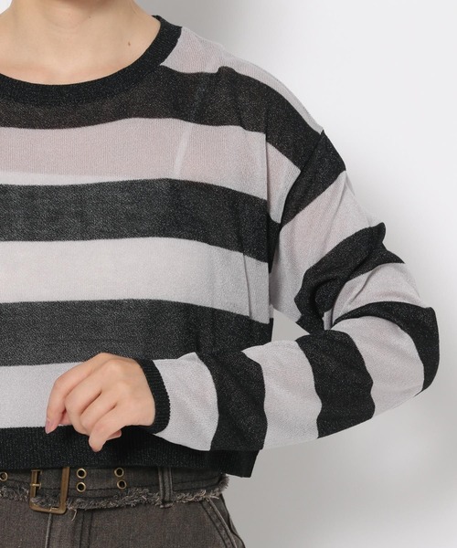 3.3 Field Trip (3.3フィールドトリップ)の「3.3 Field Trip/シアーボーダーロングスリーブ(ニット/セーター・レディース・ブラック/グレー・FREE)」の20枚目の写真