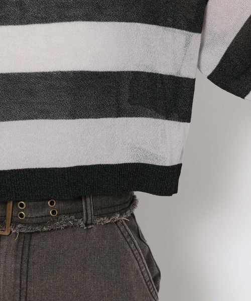 3.3 Field Trip (3.3フィールドトリップ)の「3.3 Field Trip/シアーボーダーロングスリーブ(ニット/セーター・レディース・ブラック/グレー・FREE)」の21枚目の写真