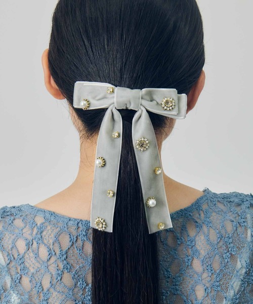 CandyBuppieベロアリボンとパールワンピース バレッタセット デコラティブ ベロア リボン バレッタ（バレッタ/ヘアクリップ