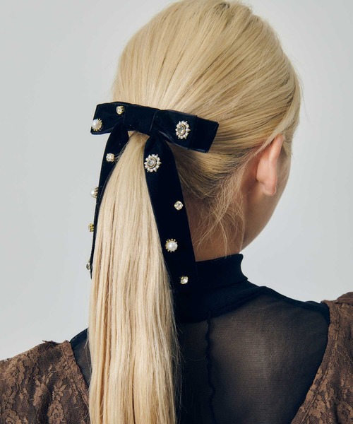デコラティブ ベロア リボン バレッタ（バレッタ/ヘアクリップ