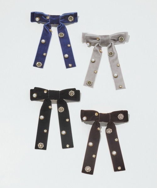GOLDY（ゴールディ）の「デコラティブ ベロア リボン バレッタ（バレッタ/ヘアクリップ・レディース・グレー/ブラック/ブルー/ブラウン・FREE）」の18枚目の写真