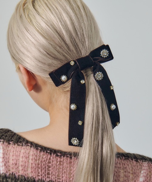 GOLDY（ゴールディ）の「デコラティブ ベロア リボン バレッタ（バレッタ/ヘアクリップ・レディース・グレー/ブラック/ブルー/ブラウン・FREE）」の21枚目の写真
