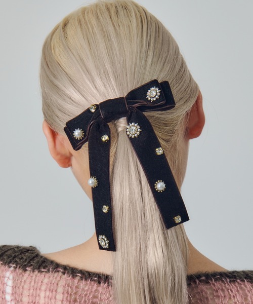GOLDY（ゴールディ）の「デコラティブ ベロア リボン バレッタ（バレッタ/ヘアクリップ・レディース・グレー/ブラック/ブルー/ブラウン・FREE）」の20枚目の写真