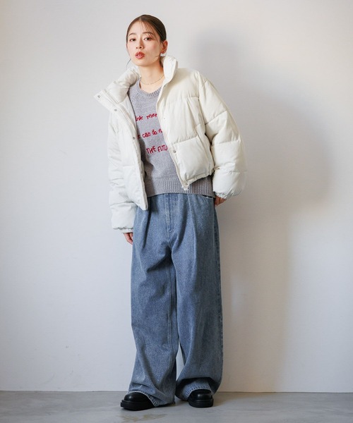 LAKOLE（ラコレ）の「刺繍ロゴモールニットプルオーバー / 203749（ニット/セーター・レディース・チャコール/イエロー/アイボリー/グレー/サーモンピンク・FREE）」の7枚目の写真