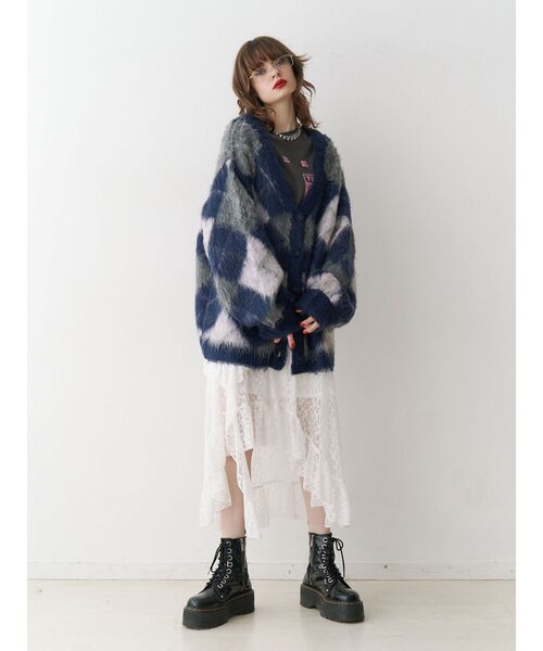 jouetie(ジュエティ)の「イレギュラーフリルレーススカート(スカート・レディース・ブラック/オフホワイト・MEDIUM)」の4枚目の写真