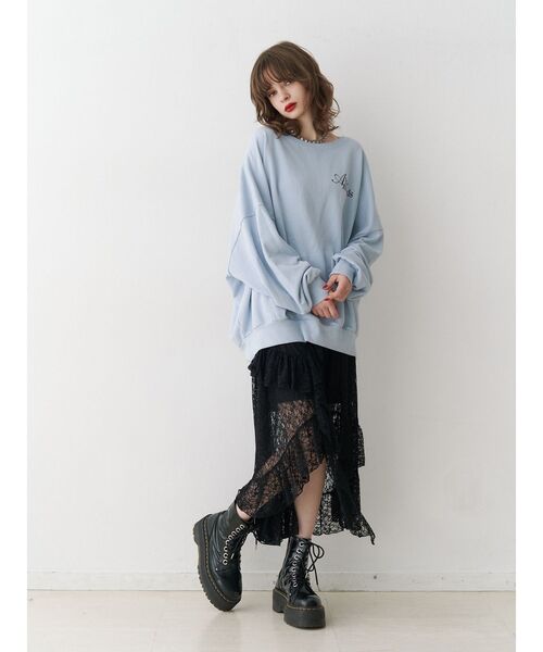 jouetie(ジュエティ)の「イレギュラーフリルレーススカート(スカート・レディース・ブラック/オフホワイト・MEDIUM)」の10枚目の写真