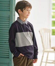 J.PRESS(ジェイプレス)の【110-130cm】襟ストライプ ブロッキングポロシャツ(ポロシャツ)