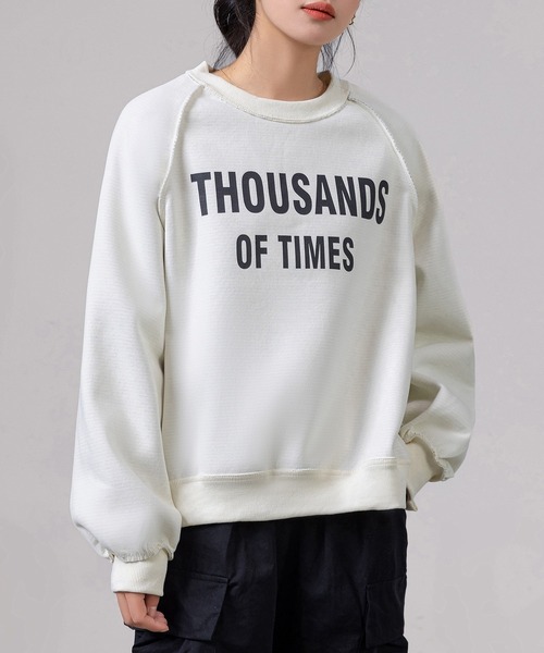 DAY CLOSET（デイ クローゼット）の「レディース 長袖2WAYロゴ×ボーダーリバーシブルスウェット（スウェット・レディース・グレー/ブラック/アイボリー・FREE）」の2枚目の写真