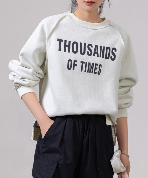 DAY CLOSET（デイ クローゼット）の「レディース 長袖2WAYロゴ×ボーダーリバーシブルスウェット（スウェット・レディース・グレー/ブラック/アイボリー・FREE）」の4枚目の写真