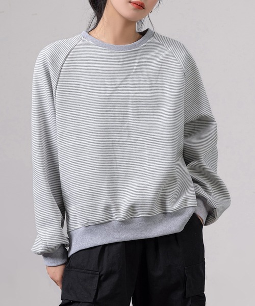 DAY CLOSET（デイ クローゼット）の「レディース 長袖2WAYロゴ×ボーダーリバーシブルスウェット（スウェット・レディース・グレー/ブラック/アイボリー・FREE）」の22枚目の写真