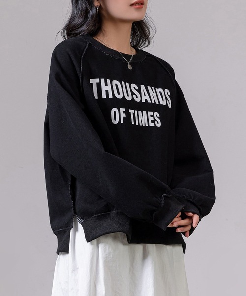 DAY CLOSET（デイ クローゼット）の「レディース 長袖2WAYロゴ×ボーダーリバーシブルスウェット（スウェット・レディース・グレー/ブラック/アイボリー・FREE）」の13枚目の写真