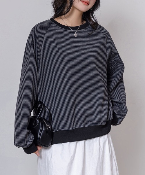 DAY CLOSET（デイ クローゼット）の「レディース 長袖2WAYロゴ×ボーダーリバーシブルスウェット（スウェット・レディース・グレー/ブラック/アイボリー・FREE）」の15枚目の写真
