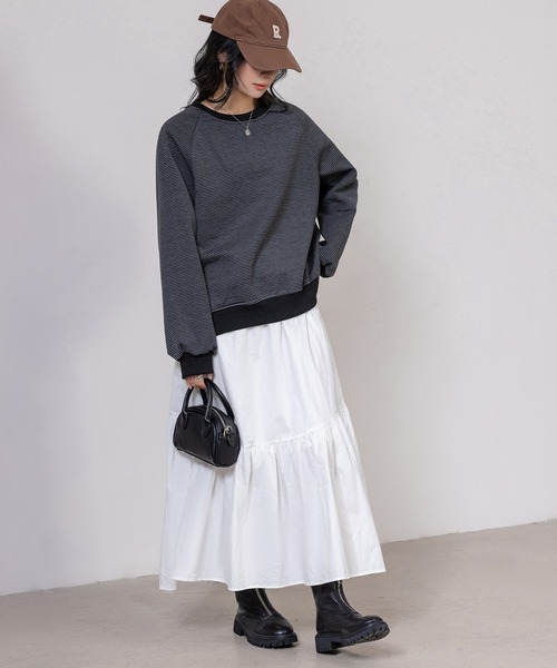 DAY CLOSET（デイ クローゼット）の「レディース 長袖2WAYロゴ×ボーダーリバーシブルスウェット（スウェット・レディース・グレー/ブラック/アイボリー・FREE）」の19枚目の写真