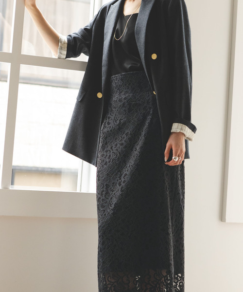 Noble（ノーブル）の「《追加》リバーレースIラインスカート9（スカート・レディース・ホワイト系その他/スミクロ/グレー/ピンク系その他・34/36/38/40）」の6枚目の写真