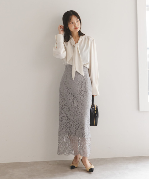 Noble（ノーブル）の「《追加》リバーレースIラインスカート9（スカート・レディース・ホワイト系その他/スミクロ/グレー/ピンク系その他・34/36/38/40）」の8枚目の写真