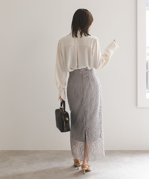 Noble（ノーブル）の「《追加》リバーレースIラインスカート9（スカート・レディース・ホワイト系その他/スミクロ/グレー/ピンク系その他・34/36/38/40）」の9枚目の写真