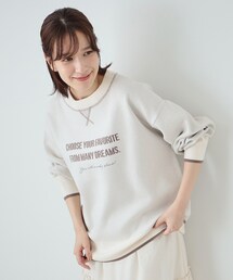 Cutie Blonde | ◆【S-LL】スウェット見えデザインでこなれる 配色ステッチロゴニット(ニット/セーター)