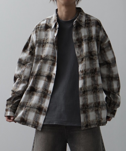 welise/ウェライズ】フェードダイオーバーサイズチェックシャツ