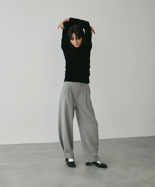 Lutim by u(ルチバイユー)の「フロッキーメッシュ 着こなし自在のセットアップ トップス(Tシャツ/カットソー・レディース・キャメル/ブラック/カーキ・FREE)」の21枚目の写真