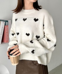 CLEA | ラインハート柄長袖ニットトップス(ニット/セーター)
