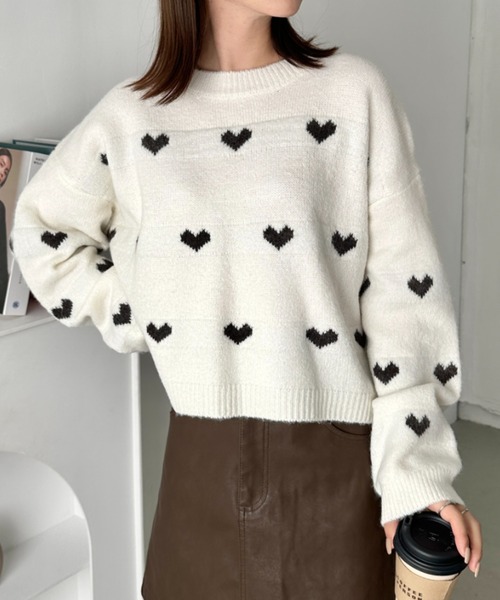 セール】ラインハート柄長袖ニットトップス（ニット/セーター
