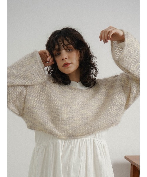 FIKA.(フィーカ)の「Mohair lame loose cropped knit(ニット/セーター・レディース・グレー/ベージュ・MEDIUM)」の13枚目の写真