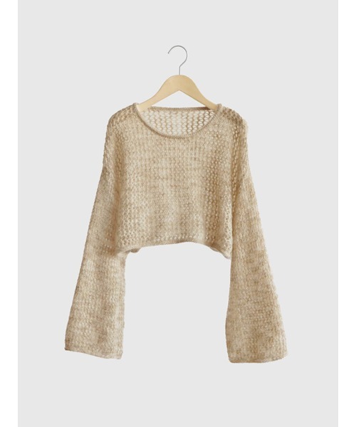 FIKA.(フィーカ)の「Mohair lame loose cropped knit(ニット/セーター・レディース・グレー/ベージュ・MEDIUM)」の4枚目の写真