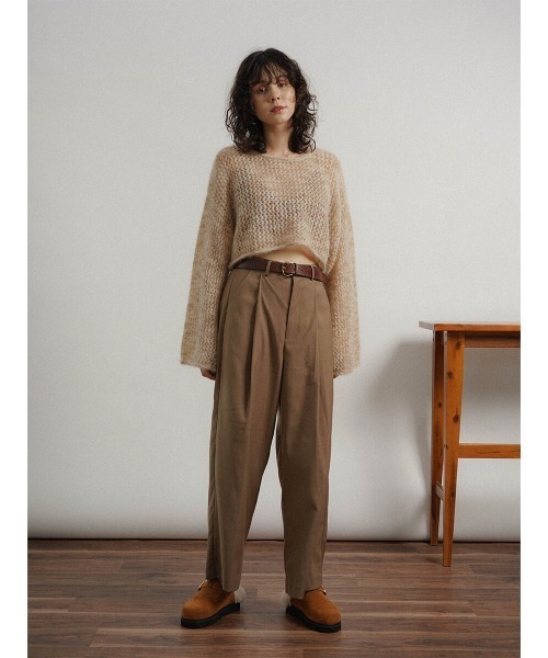 ニット セーター Mohair lame loose cropped knit レディース セール】Mohair lame loose cropped knit（ニット/セーター